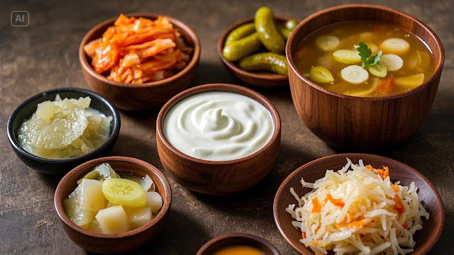 장 건강에 좋은 발효식품: 요거트, 김치, 된장, 사워크라우트